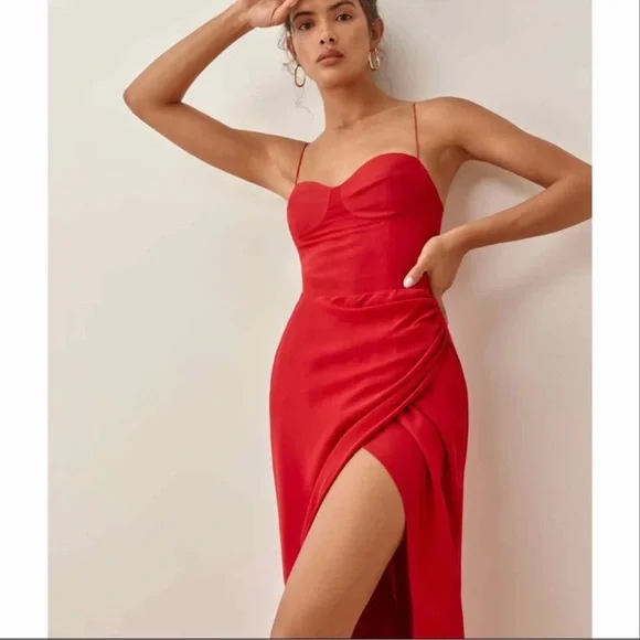 Reformation | Dresses | Reformation Kourtney Dress Size 4 Cherry Christmas  | Poshmark